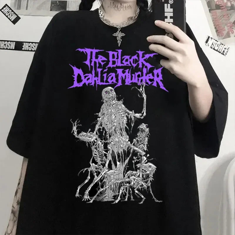 T Shirt Women Goth Harajuku Aesthetic Oversized T-shirt Punk Dark Grunge Streetwear Gothic Top T-shirts Y2k Clothes