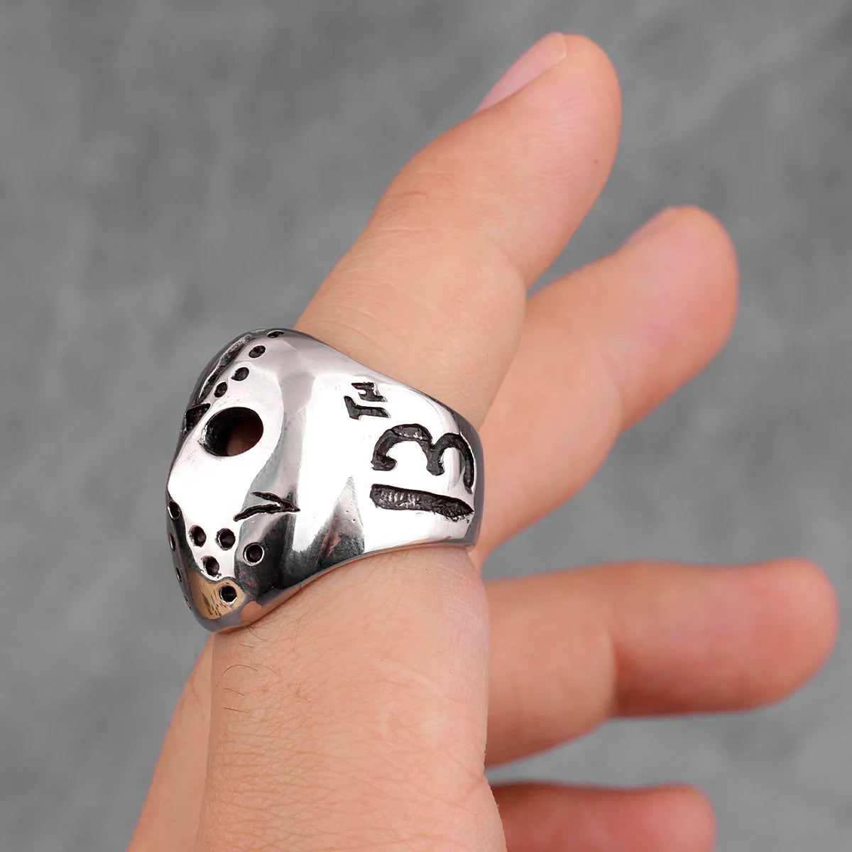 Jason Mask Killer 13th Men Rings Punk Hip Hop Domineering for Boyfriend Male Stainless Steel Jewelry Creativity Gift Wholesale