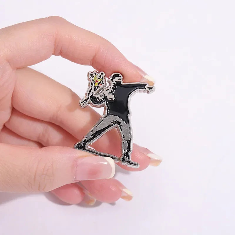 Classic Banksy Art Design Collection Enamel Pin Cool And Humorous Skater Boy Girl Brooches Badge Decoration Lapel Jewelry Gift