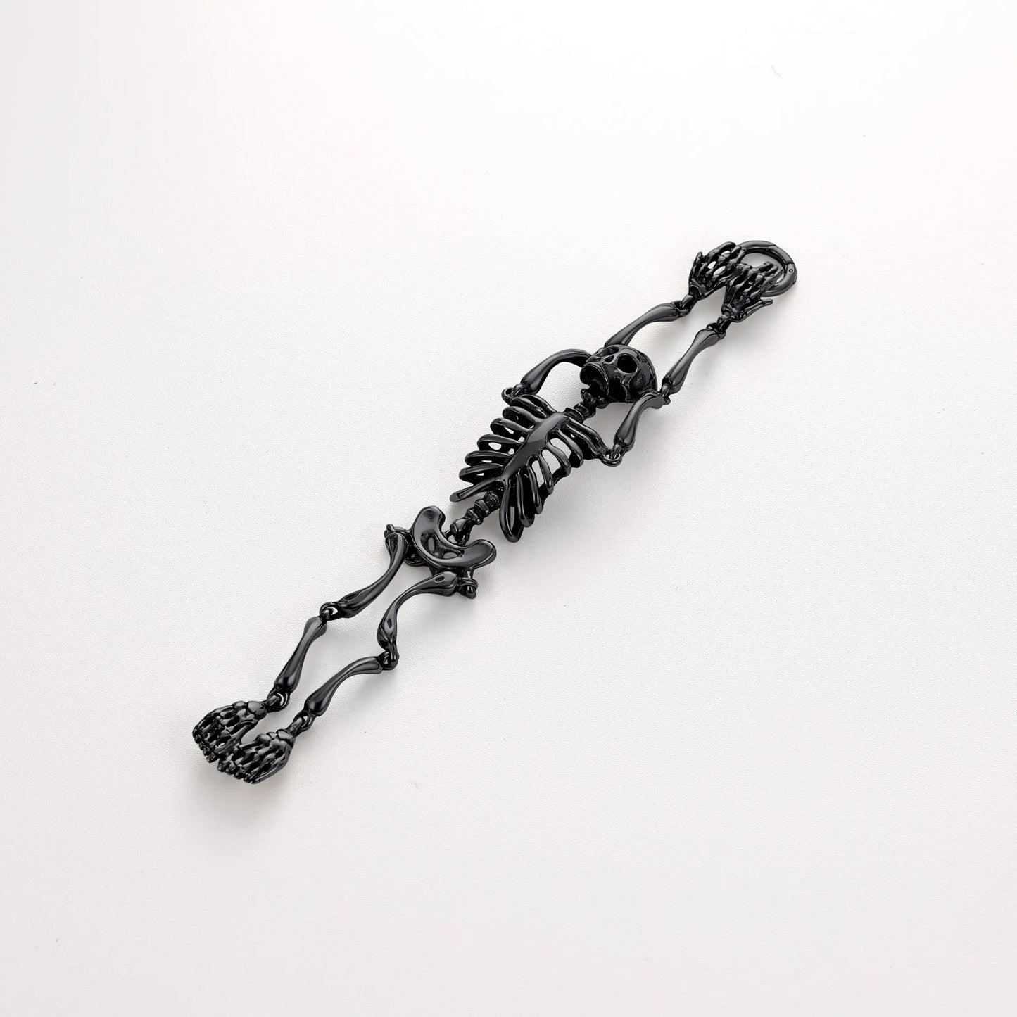 Stainless Steel Gothic Skull Bracelet for Men Steampunk Heavy Skeleton Wristband Chains Halloween Party Accessories