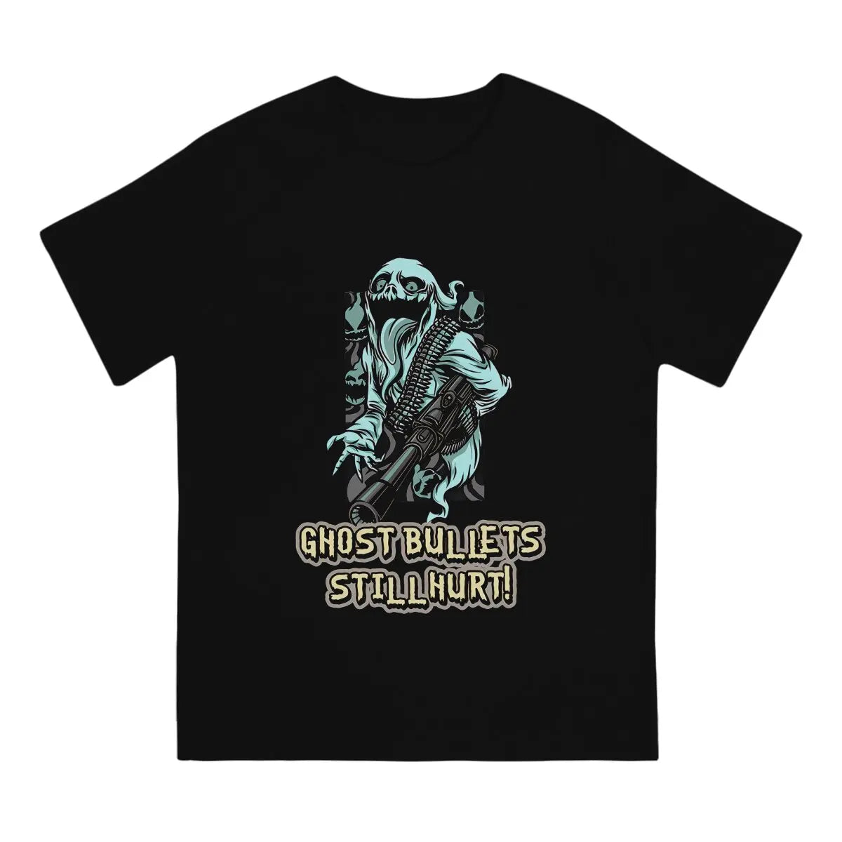 Ghost Bullet Still Hurt Design TShirt For Men Scary Horror Lover Clothing Fashion Polyester T Shirt Soft