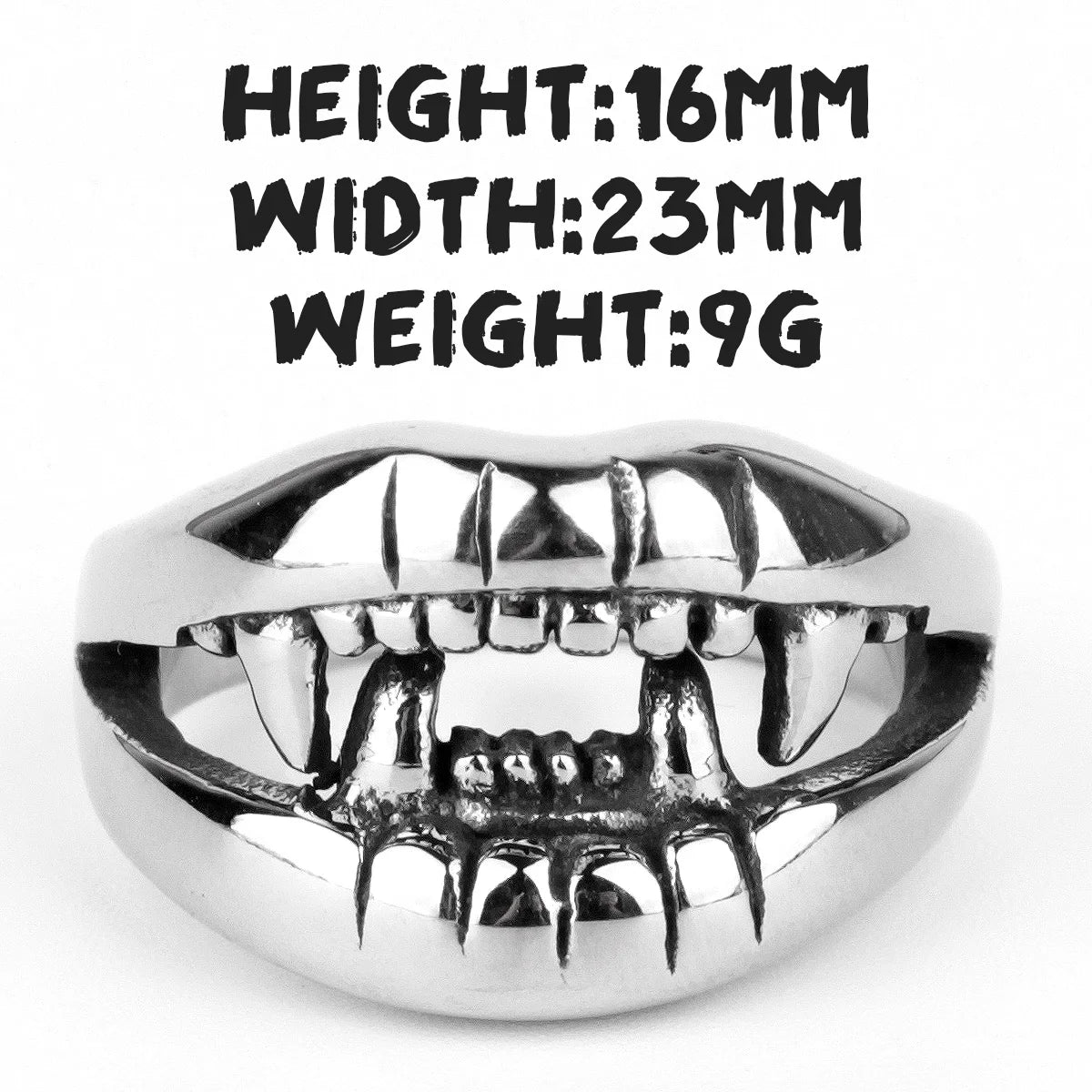 Stainless Steel Men Rings Devil Mouth Teeth Punk Rock Personality for Biker Male Boyfriend Jewelry Creativity Gift Wholesale