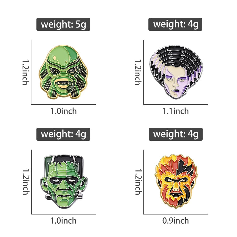 Films Monsters Theme Enamel Pins Fish Face Count Dracula Horror Movies Badges Lapel Brooches Jewelry Accessories