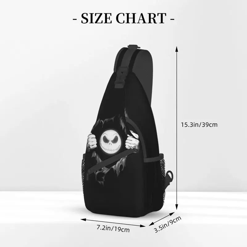 Halloween Skull Jack Sling Crossbody Backpack Men Tim Burton Christmas Horror Movie Shoulder Chest Bag for Travel Hiking Daypack