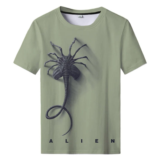 Alien Art 3D Print T-shirt Men Women Casual Tshirt Horror Alien Movie Printed Harajuku Tops Shirt