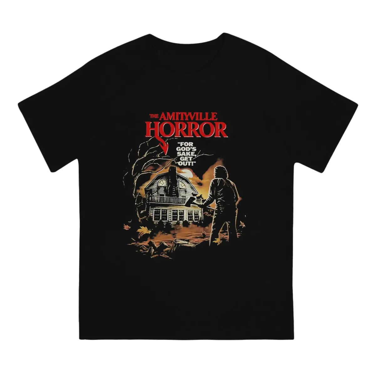 Novelty The Amityville Horror T-Shirt for Men Crew Neck Cotton T Shirt Scary Horror Short Sleeve Tee Shirt Gift Idea Clothes