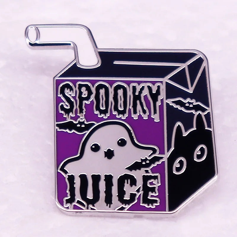 B1732 Cartoon Spooky Juice Enamel Brooch Halloween Pins Clothes Backpack Lapel Badges Fashion Jewelry Accessories Souvenir Gifts