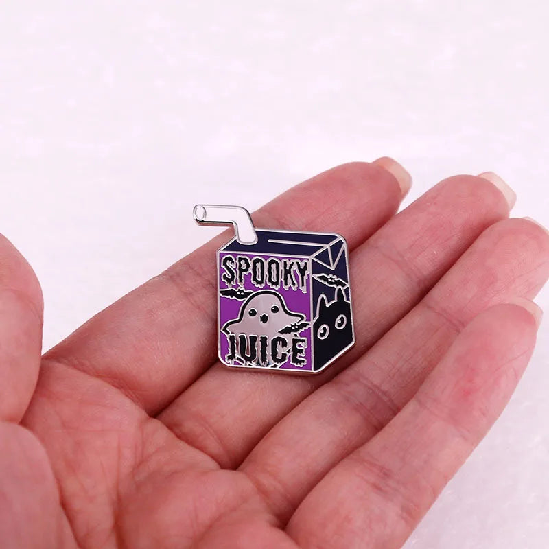 B1732 Cartoon Spooky Juice Enamel Brooch Halloween Pins Clothes Backpack Lapel Badges Fashion Jewelry Accessories Souvenir Gifts