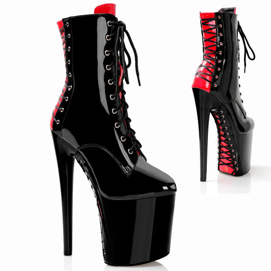 Shoes Platform Sexy Women  Ankle Boots 8 Inch High Heels  Fashion Gothic Fetish Queen Black Lacing Red