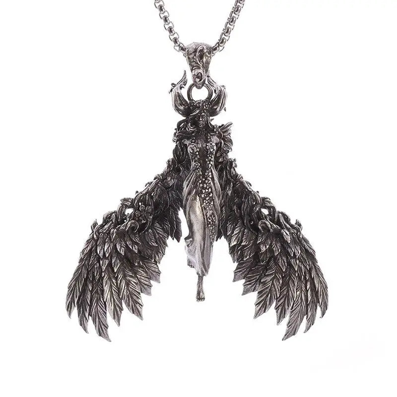 Classic evil angel witch devil pendant hip-hop punk personalized jewelry for men and women Halloween gifts