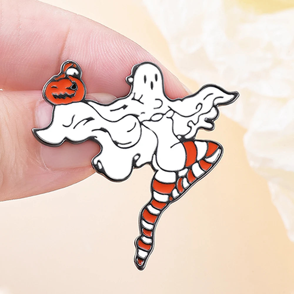 Catuni Halloween Ghost Funny Pin Brooch Cute Enamel Bag Lapel Backpack Badge Jewelry Accessories Collection Girls Women