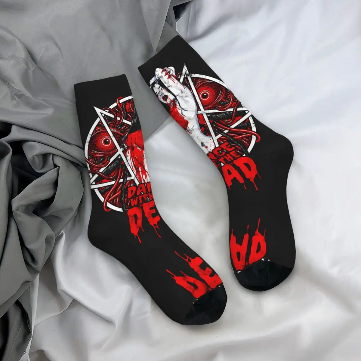 Funny Happy Dance With The Dead 2 Men's Socks Retro Harajuku The Evil Dead Hip Hop Novelty Seamless Crew Crazy Sock Gift Printed