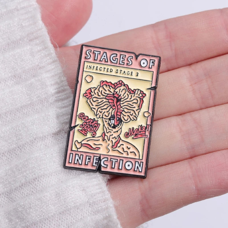 Horror Movie Enamel Pins Custom Mutation Stages of Infection Brooches Lapel Badges Gothic Jewelry Gift for Fan Friends