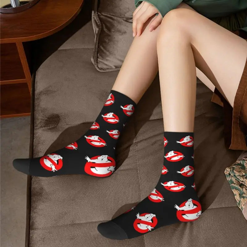 Funny Printing Ghostbusters Socks for Women Men Stretchy Summer Autumn Winter Supernatural Ghost Movie Crew Socks