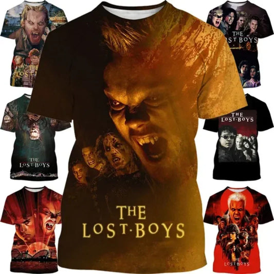 Fashion Men Clothing Horror Movie The Lost Boy 3D Print T-shirt Personality Casual Oversized T Shirt Harajuku Street Unisex Tops