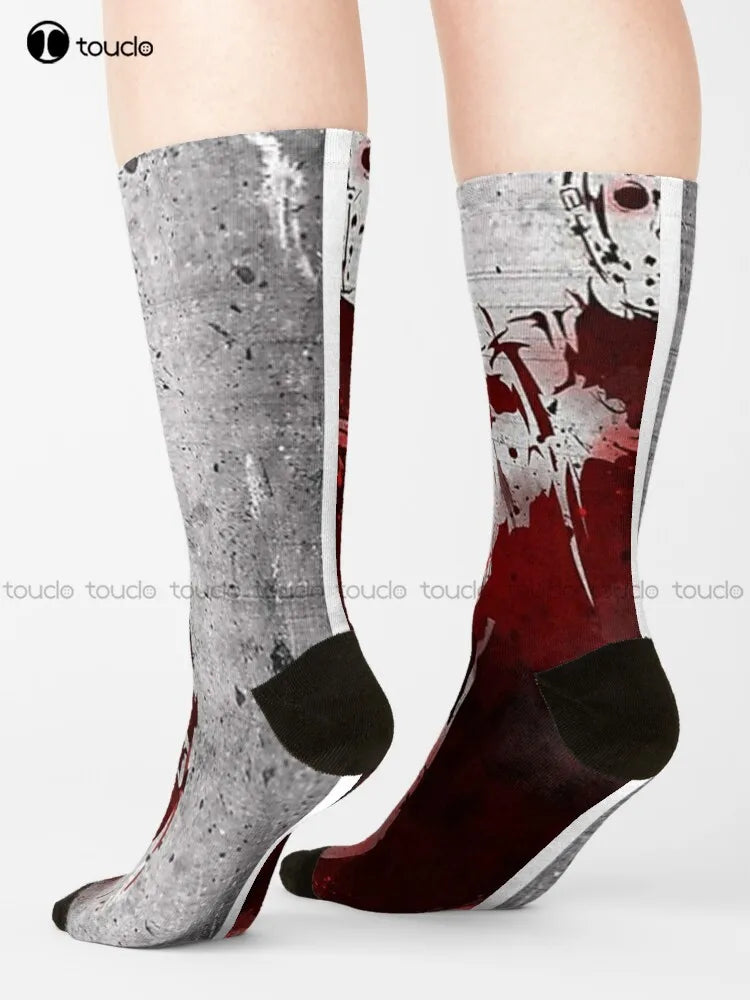 Jason Horror, Movies, Slasher Socks Halloween Gym Socks Fashion Creative Leisure Funny Art Abstract Oil Painting Socks Cartoon