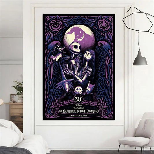 Disney The Nightmare Before Christmas Print 30th Anniversary Poster Wall Art Canvas Painting Pictures Room Home Decoration