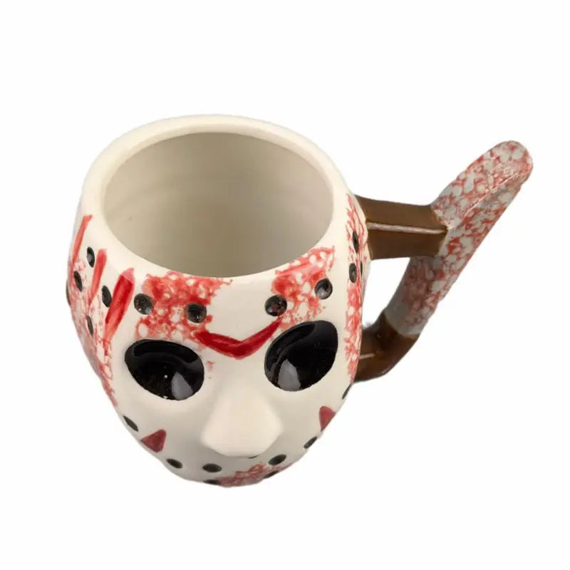 Halloween Horror Mask Cup Jason Voorhees Demon Mask Mug Ceramic Mug Breakfast Milk Coffee Cup Halloween Home Office Mug Gifts