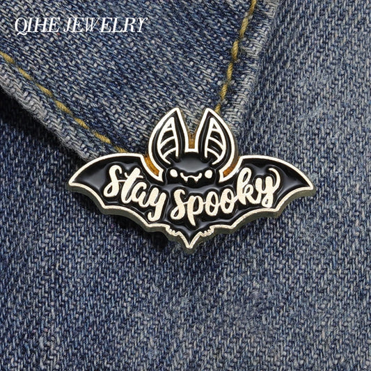 Stay spooky Bat pin