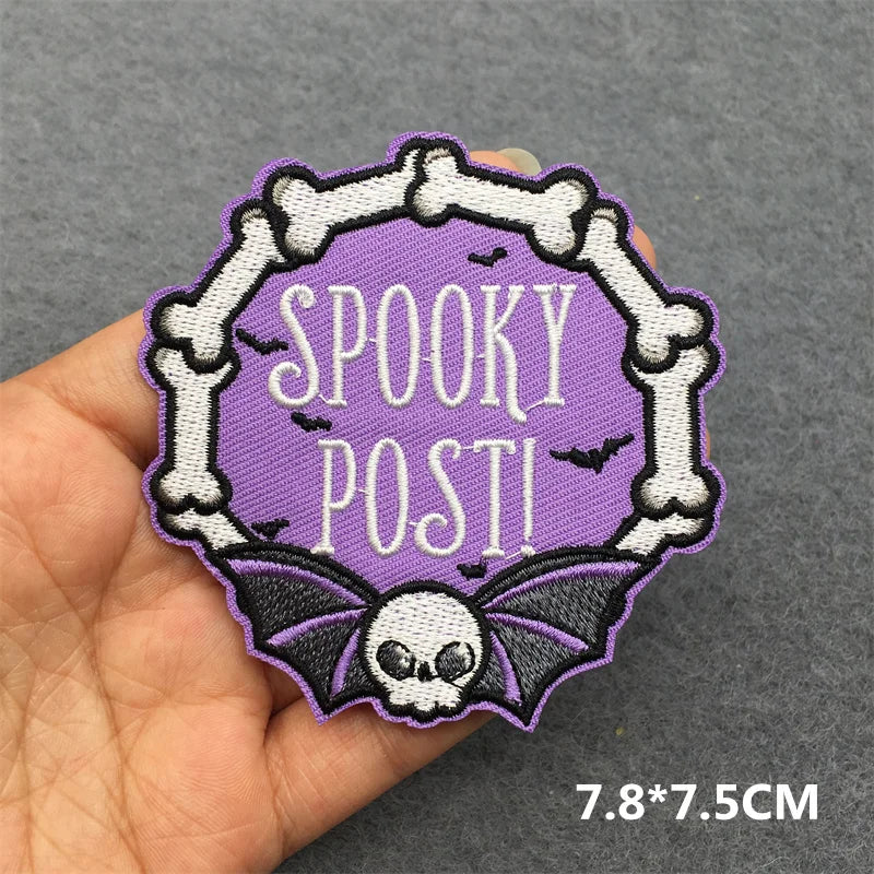 Horror Ghost Embroidery Patch Punk Skull Sewing Fusible Patch DIY Iron on Patches for Clothing Thermoadhesive Patches Sticker