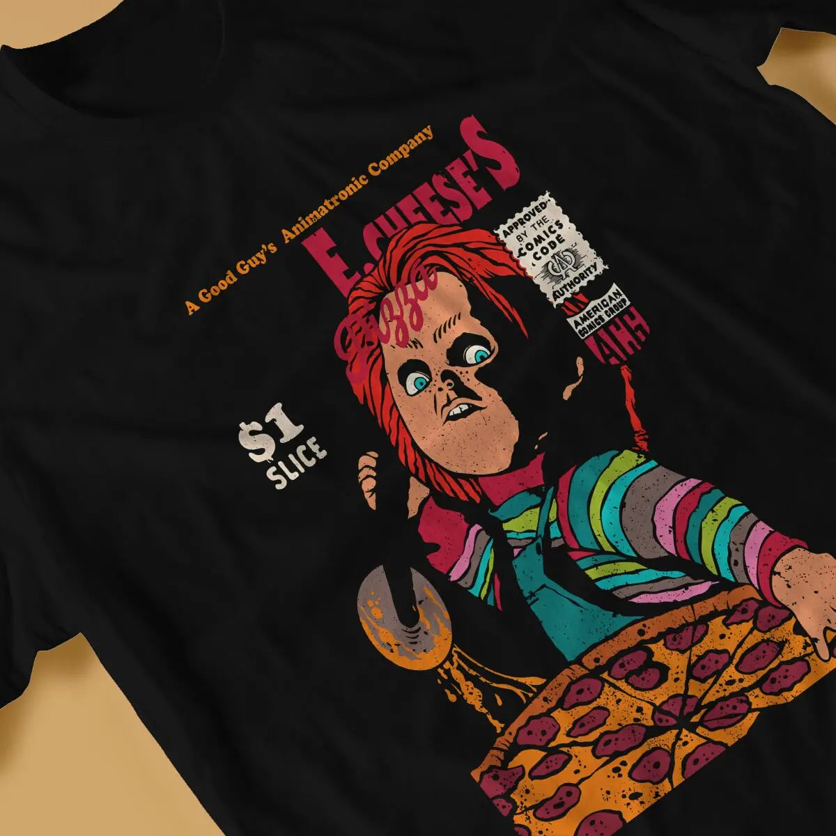 Chucky's Pizza Classic TShirt For Male Scary Horror Lover Clothing Novelty Polyester T Shirt Soft