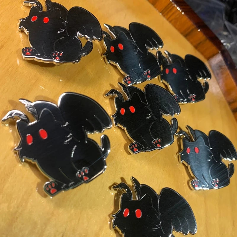 Cartoon Cute Mothman Cryptid Kitty Enamel Pin Badge Brooch Backpack Collar Devil Dog Pin Party Jewelry Decorate DIY Brooch