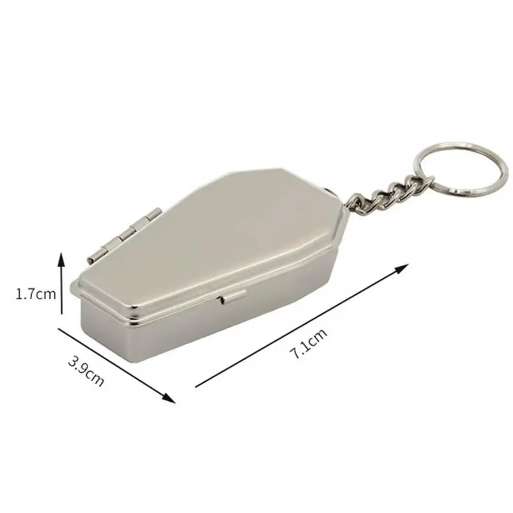 Mini Casket Ashtray with Keychain Stylish Windproof Metal Cool Ashtray Portable Coffin Car Keychain Ash Organizer for Camping