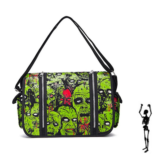 Large Gothic Zombie Ghost Canvas Luminous Shoulder Hnadbag Halloween Cosplay Waterproof Cross Messenger Men Travel School Bag