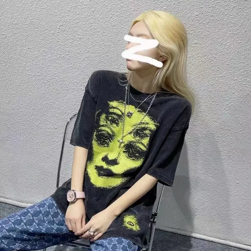 Oversized T-shirt Y2K Grunge Summer goth Clothing Female Loose Femal T-shirt Y2k Print High Street Clothing Harajuku Clothes