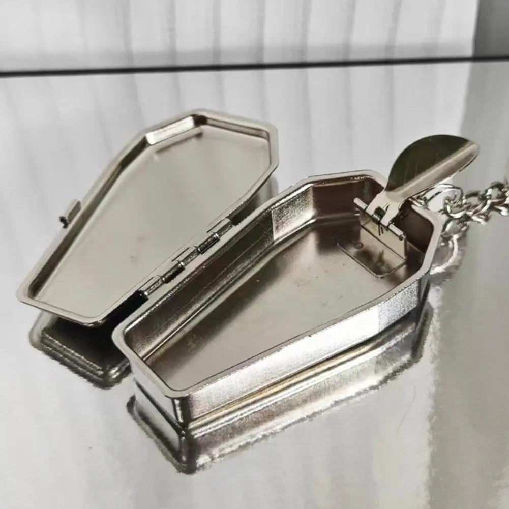 Mini Casket Ashtray with Keychain Stylish Windproof Metal Cool Ashtray Portable Coffin Car Keychain Ash Organizer for Camping