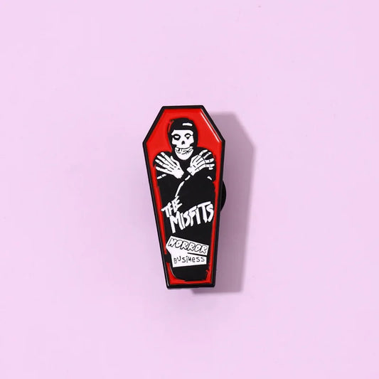 Horror Busiwess Enamel Pins Misfits Coffin Terror Skeleton Brooches Lapel Badges Gothic Cool Punk Jewelry Gift For Kid Wholesale