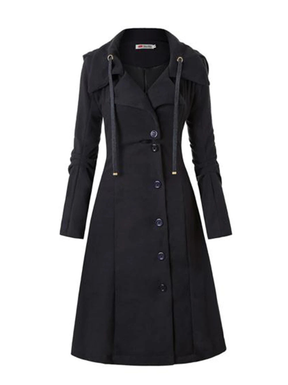 Goth Overcoat Trench Coat 2024 Gothic Long Slim Asymmetric Lapel Collar Button Elegant Y2k Streetwear Egirl Vintage Outwears