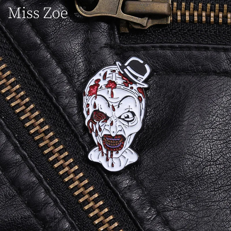 Horror Movie Character Enamel Pin Custom Killer Clown Brooches Lapel Backpack Badges Halloween Jewelry Gifts For Friends