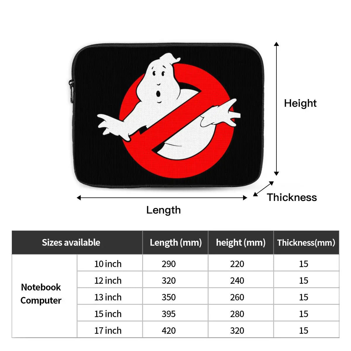 Laptop Sleeve Case Ghostbusters Movie 12" 13" 15" 17" Notebook Sleeve Cover Bag Ghost Busters Shockproof Case