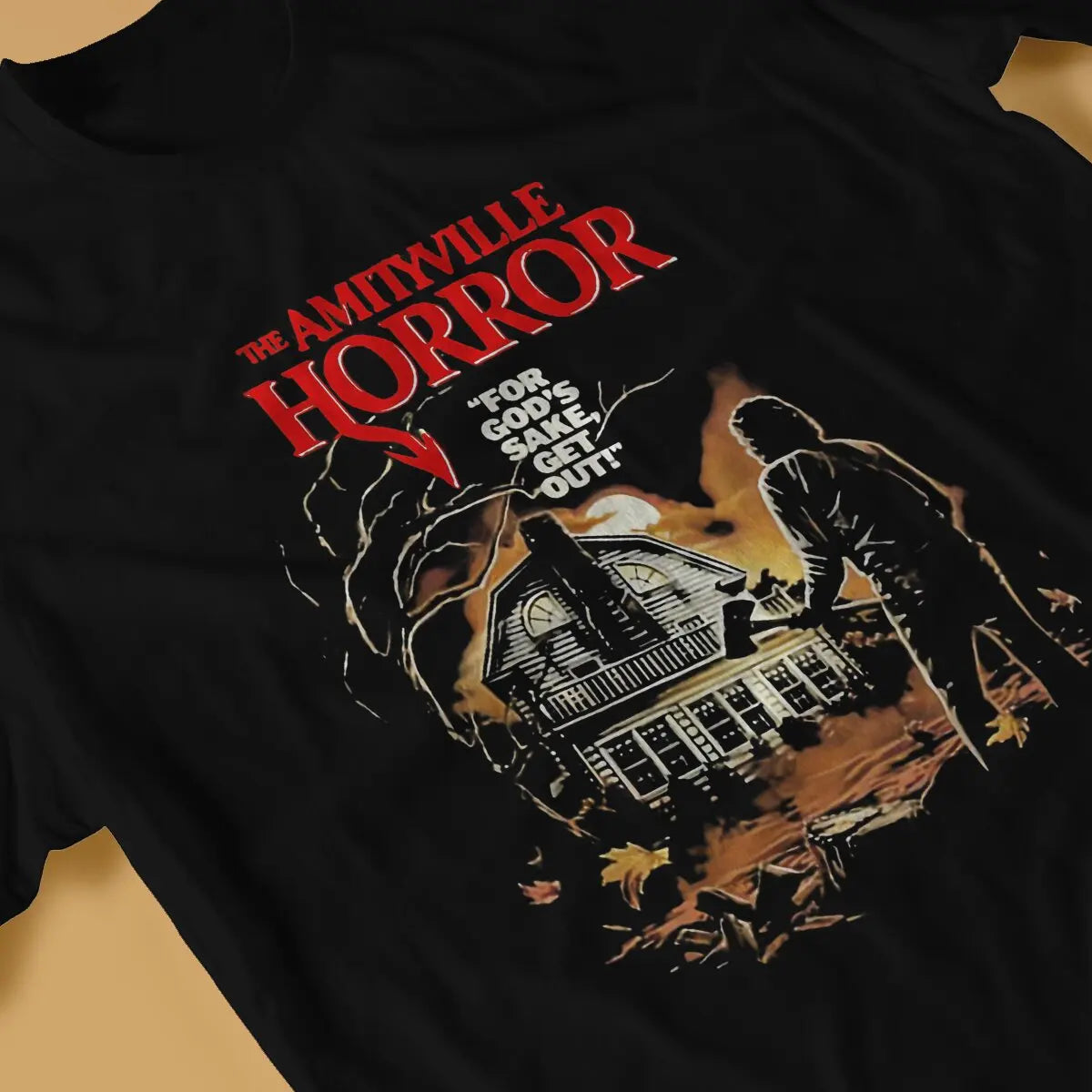 Novelty The Amityville Horror T-Shirt for Men Crew Neck Cotton T Shirt Scary Horror Short Sleeve Tee Shirt Gift Idea Clothes