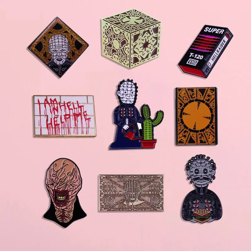 Horror Movie Hellraiser Enamel Pin Gothic Badge Men's Backpack Pin Brooch Denim Jacket Unique Accessory Jewelry Gift