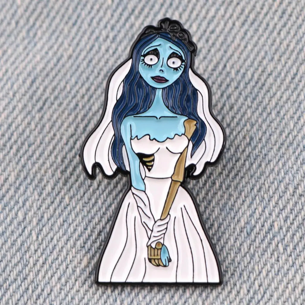 Halloween Horror Ghost Bride Brooch for Clothes Men Women's Enamel Pin Lapel Pins for Backpack Badges Decorations Gifts