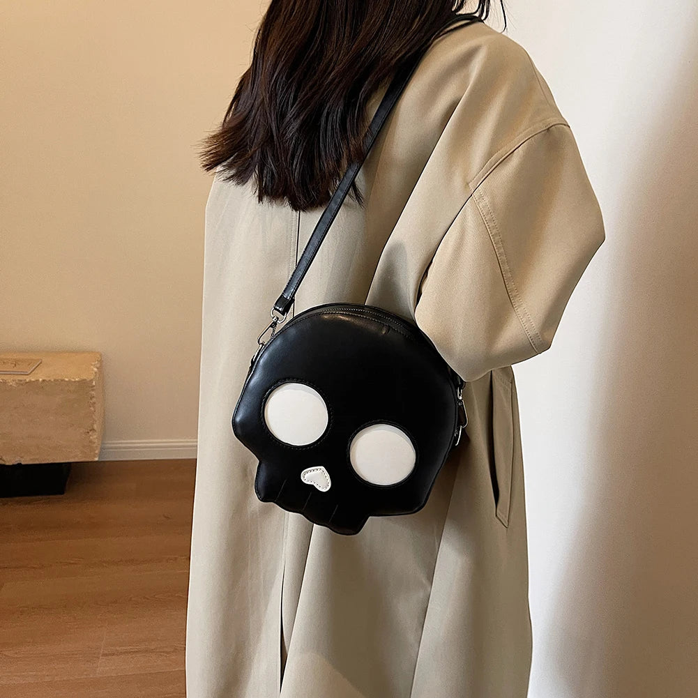 Ghost Bag Gothic Shoulder Bag Women Novelty Devil Skull Funny Bag PU Leather Tote Crossbody Bag Ghost Handbags Purse