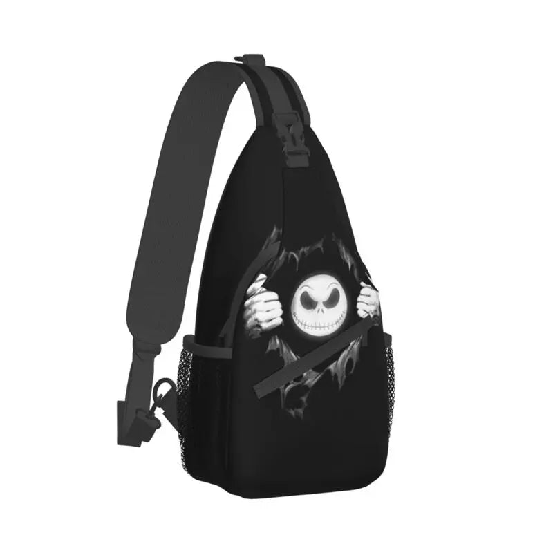 Halloween Skull Jack Sling Crossbody Backpack Men Tim Burton Christmas Horror Movie Shoulder Chest Bag for Travel Hiking Daypack