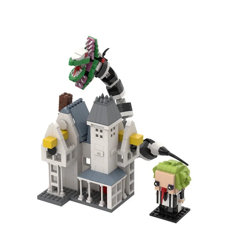 MOC Beetlejuice Serise Model Building Blocks Horror Movie Betelgeuse BrickheadZ Snake and House Brick Toy Halloween Gift