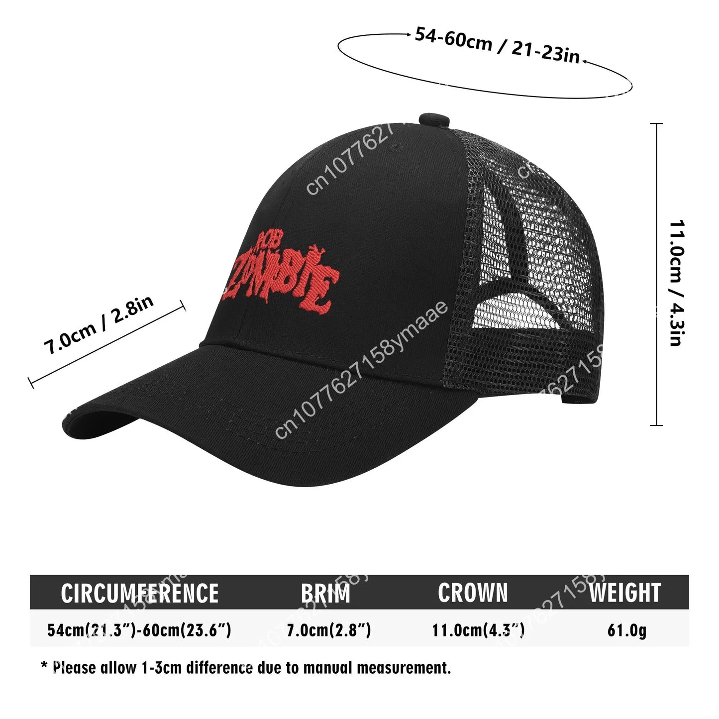 Rob Zombie Singer Embroidery Hat Mens Womens Sports Baseball Hat Hellbilly Deluxe Breathable Summer Headwear Custom Made Caps