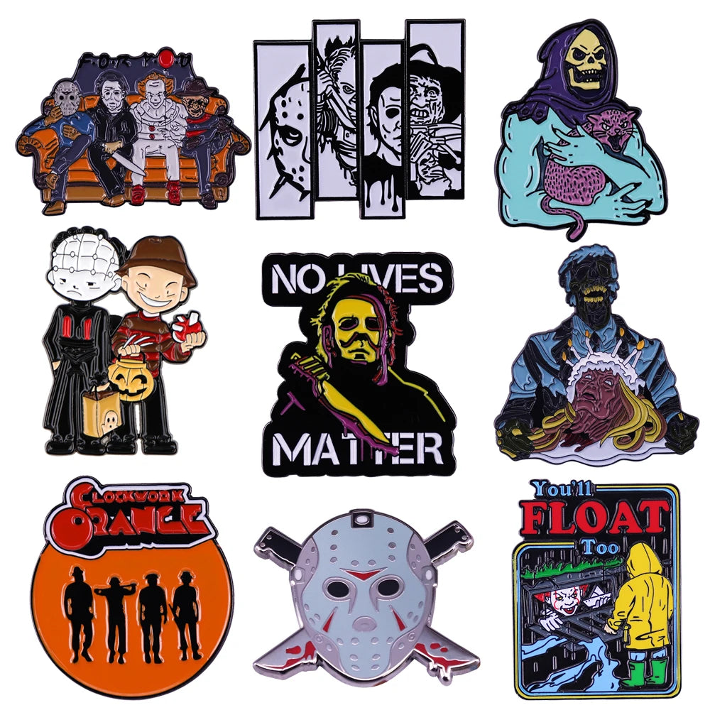 Horror Movie Collection Enamel Lapel Pin Badge Pins Hats Clothes Backpack Decoration Jewelry Gifts for Friends