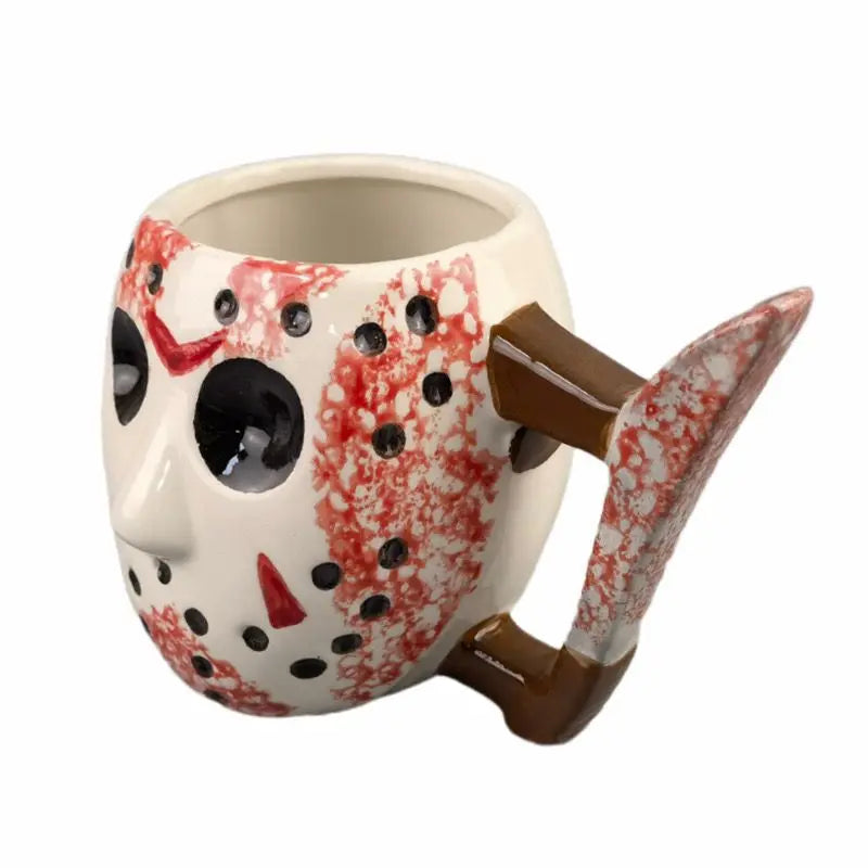 Halloween Horror Mask Cup Jason Voorhees Demon Mask Mug Ceramic Mug Breakfast Milk Coffee Cup Halloween Home Office Mug Gifts