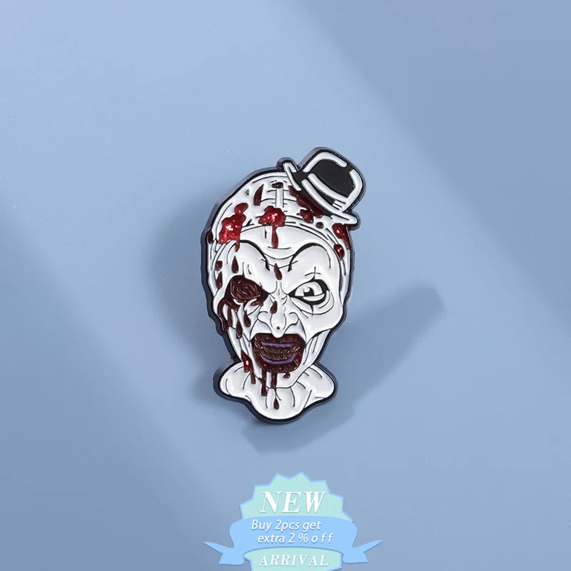 Horror Movie Character Enamel Pin Custom Killer Clown Brooches Lapel Backpack Badges Halloween Jewelry Gifts For Friends