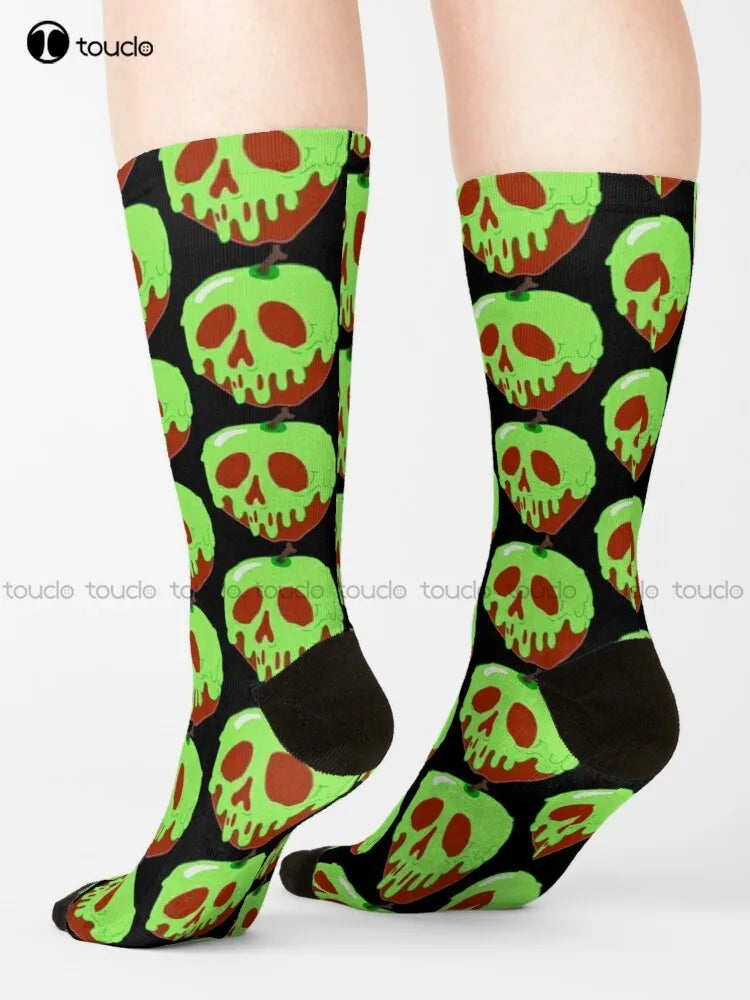 Poison Apple Socks Halloween Fun Socks Funny Art Streetwear Colorful Cartoon Socks Christmas New Year Gift Unisex Adult Cartoon