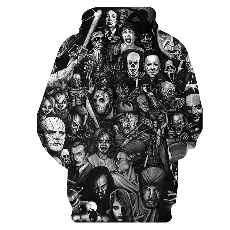 2024 New Hoodies Horror Movies 3D Printed Pullover