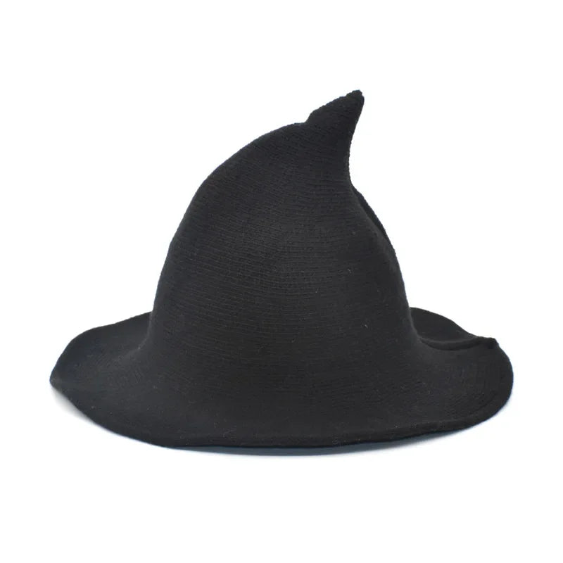 Wizard Hat Winter warm woolen Bucket Hat For Women 2023 Pointed Basin hat  Halloween Wool Wizard Knitte panama Fisherman Hat