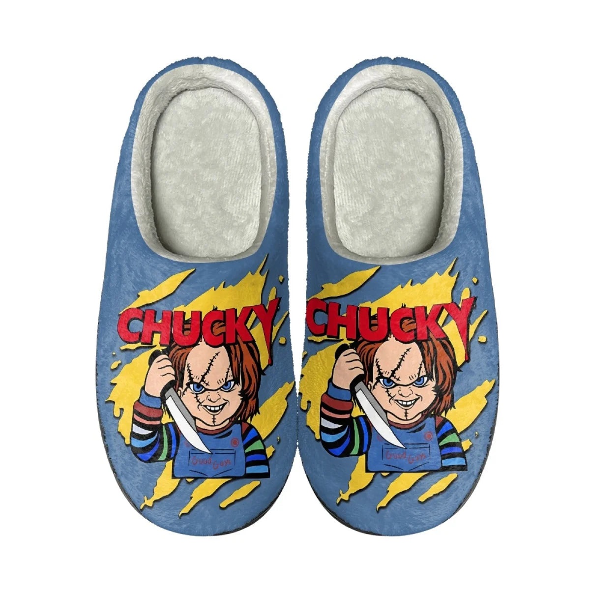 Horror Movie Killer Chucky Pattern Ladies Autumn Winter Round Toe Home Cotton Slipper Brand Comfortable Keep Warm Plush Shoes