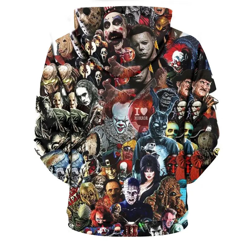 2024 New Hoodies Horror Movies 3D Printed Pullover