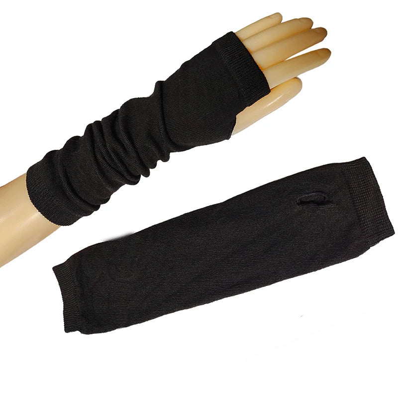 INS Spring Summer Sports Long Fire Ninja Knitted Gloves Emo Women's Sleeves Y2K Men's Fashion Half Finger Arm Warmer Oversleeve